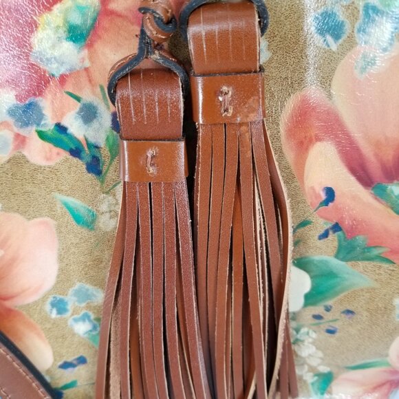 Patricia Nash Leather Convertible Medium Bucket Bag & Crossbody Apricot Blossom - Picture 11 of 13